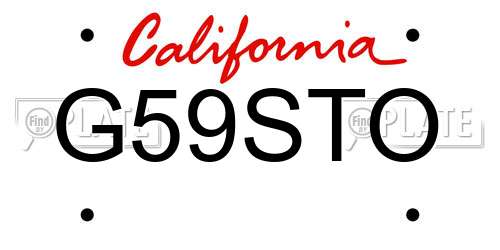 G59STO California License Plate