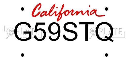 G59STQ California License Plate