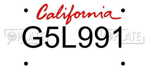 G5L991 California License Plate