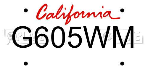 G605WM California License Plate