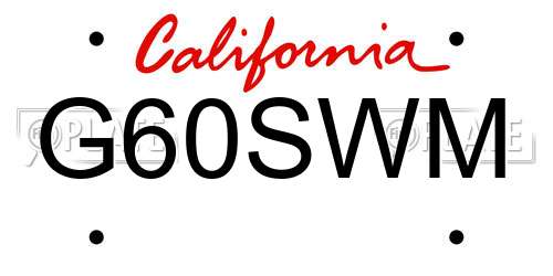 G60SWM California License Plate