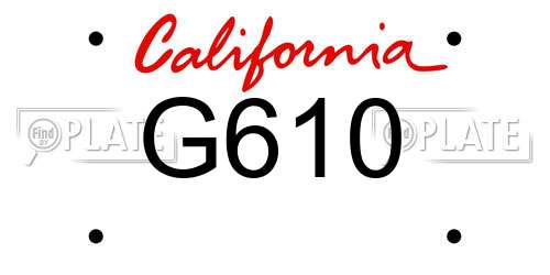G610 California License Plate