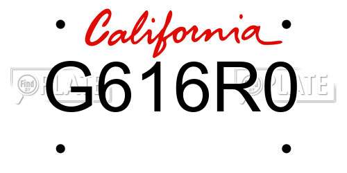 G616R0 California License Plate