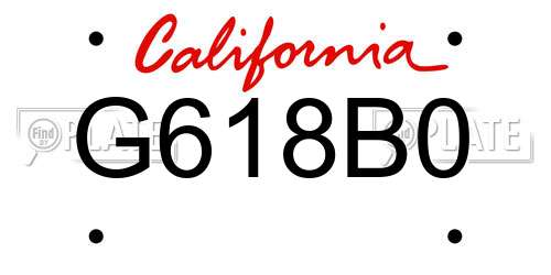 G618B0 California License Plate