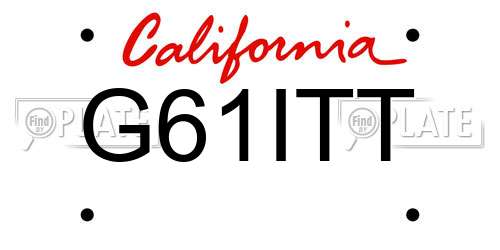 G61ITT California License Plate