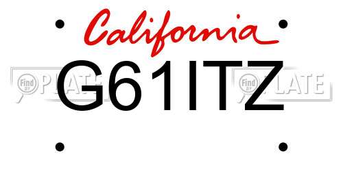 G61ITZ California License Plate