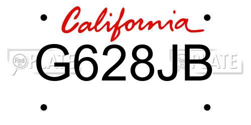 G628JB California License Plate