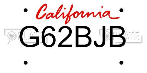 G62BJB California License Plate