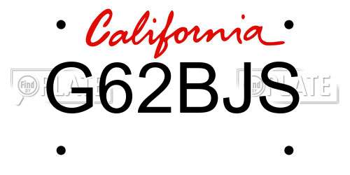 G62BJS California License Plate