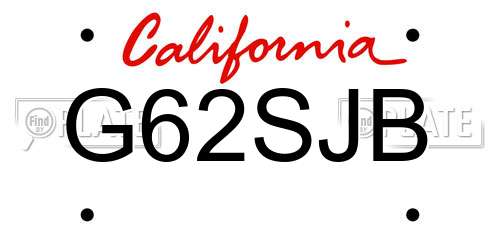 G62SJB California License Plate