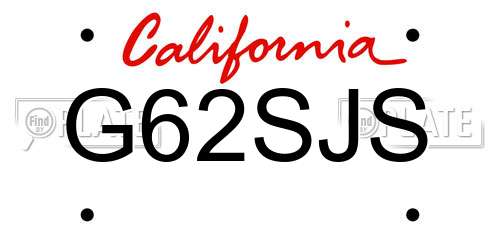 G62SJS California License Plate