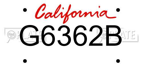G6362B California License Plate
