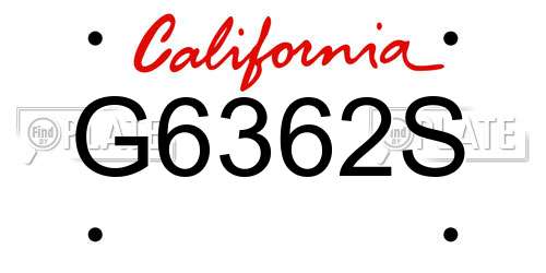 G6362S California License Plate