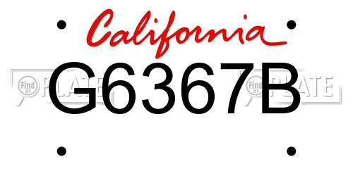 G6367B California License Plate