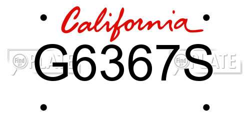 G6367S California License Plate