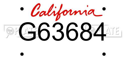 G63684 California License Plate