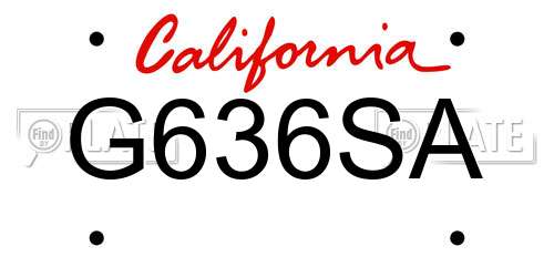 G636SA California License Plate