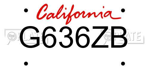 G636ZB California License Plate