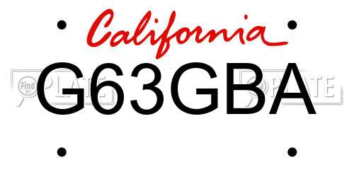 G63GBA California License Plate