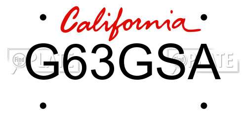 G63GSA California License Plate