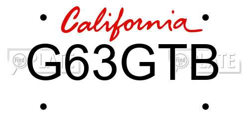 G63GTB California License Plate