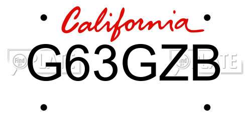 G63GZB California License Plate