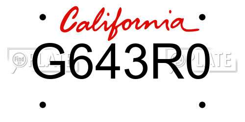 G643R0 California License Plate