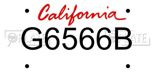 G6566B California License Plate