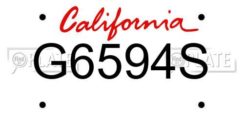G6594S California License Plate