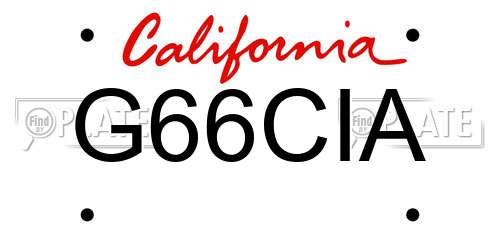 G66CIA California License Plate