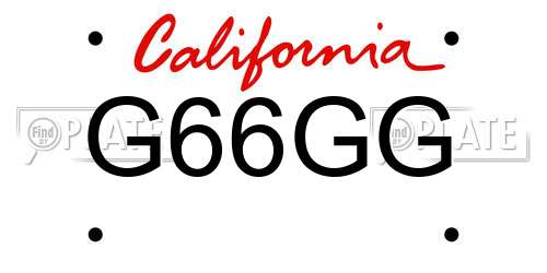 G66GG California License Plate