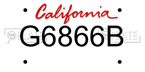 G6866B California License Plate