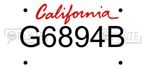 G6894B California License Plate