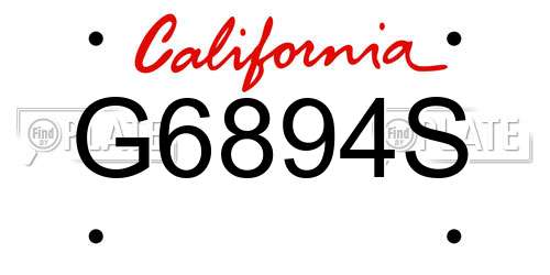 G6894S California License Plate