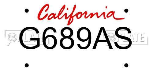 G689AS California License Plate