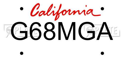 G68MGA California License Plate