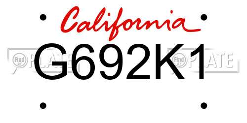 G692K1 California License Plate