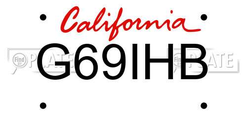 G69IHB California License Plate