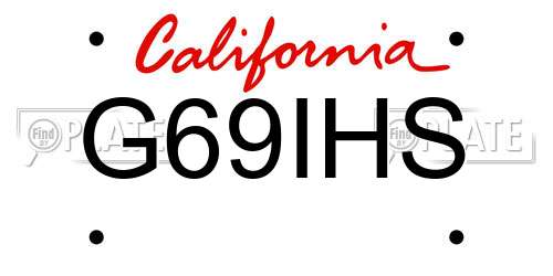 G69IHS California License Plate