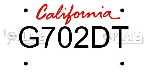 G702DT California License Plate