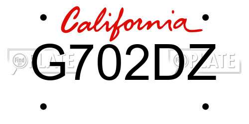 G702DZ California License Plate