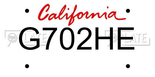 G702HE California License Plate