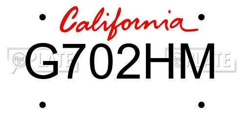 G702HM California License Plate