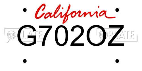 G702OZ California License Plate