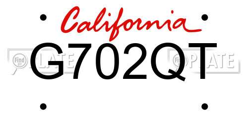 G702QT California License Plate