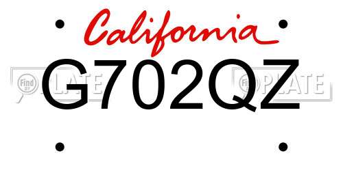 G702QZ California License Plate