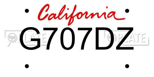 G707DZ California License Plate