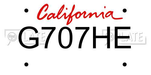 G707HE California License Plate