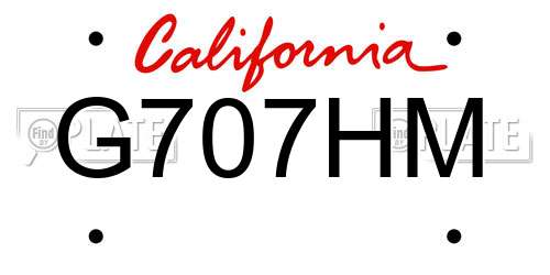 G707HM California License Plate