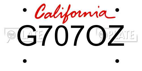 G707OZ California License Plate